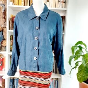 III STATE blue linen shirt Z5